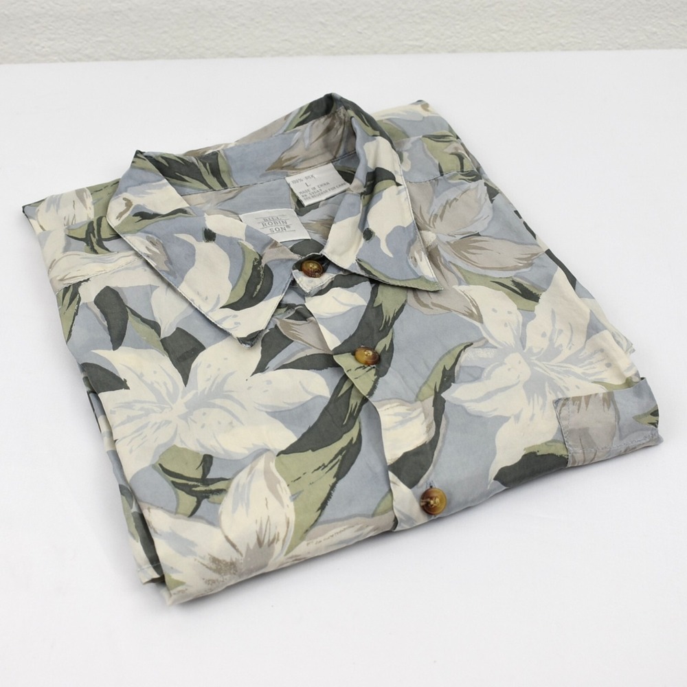 Bill Robin Son Men's Silk Button Down Shirt Size‎ Large Floral Print Gently Used